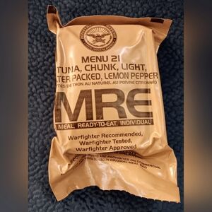 Meal Ready To Eat MRE Complete Menu 21 (Tuna, Chuck, Light, Water Packed Lemon)